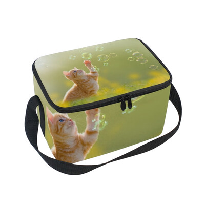 

ALAZA Lunch Box Insulated Lunch Bag Large Cooler Kitten Playing With Soap Bubbles Tote Bag
