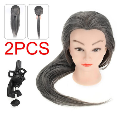 

26 Human Hair Practice Training Head Hairdressing Mannequin Doll Clamp Stand