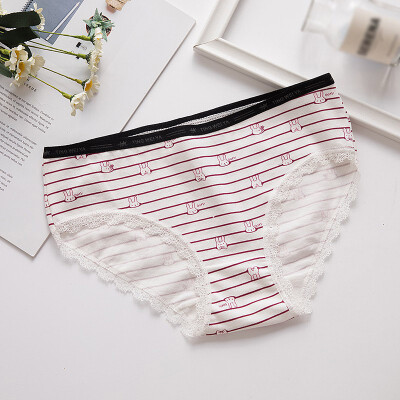 

Womens cute cotton print underwear Girl cotton mid-rise waist Japanese literary breathable hip briefs Girls comfortable briefs