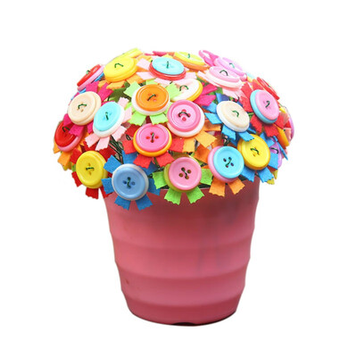 

DIY Multicolor Round Resin Decorative Buttons Flower with EVA Flower Pot Scrapbooking Embelishments Sewing Craft Supply