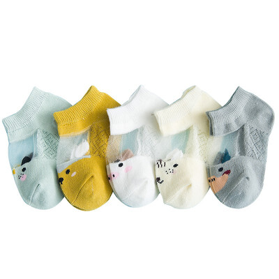 

5 Pairlot Heat Sell Children Socks Summer Mesh Baby Socks Animal Pure Cotton Children Boat Socks 0-5 Year Kids Girl Clothes