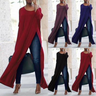 

Women T-Shirt Off One Shoulder Long Sleeve Split T Shirt Casual Tunic Top Blouse