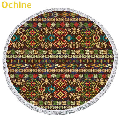 

150cm Summer Swimming Bath Towel Bohemian Pattern Round Microfiber Fringed Beach Towel Mat Carpet Blanket
