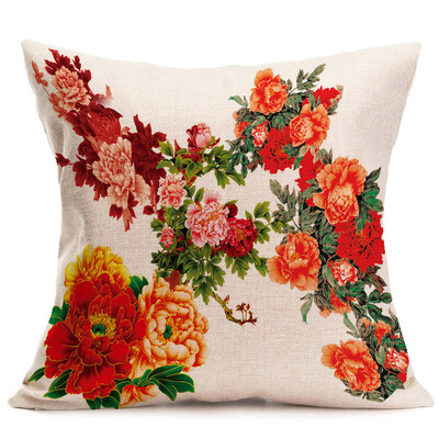 

〖Follure〗Peony Sofa Bed Home Decoration Festival Pillow Case Cushion Cover