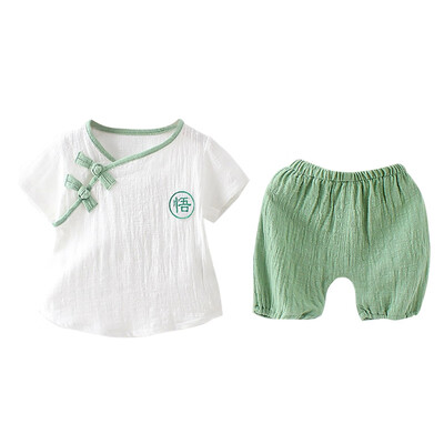 

Baby Clothes Toddler Baby Boys Girls Clothes 2PCs Outfit Set Chinese Style Short Sleeve T-Shirt Tops Pants Clothing Set