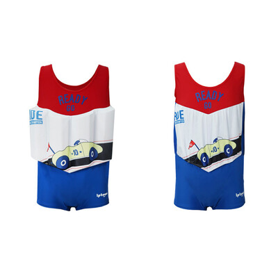 

Boy One-Piece Float Swimsuit Cap Cute Fashion Swimwear With Removable Buoyancy Stick Perfect for Kid Learn to Swim Rocket Patter