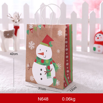 

Portable Christmas Gift Holders Tote Bags Kraft Paper Gift Wrapping Bags Containers For Festive Party Supplies