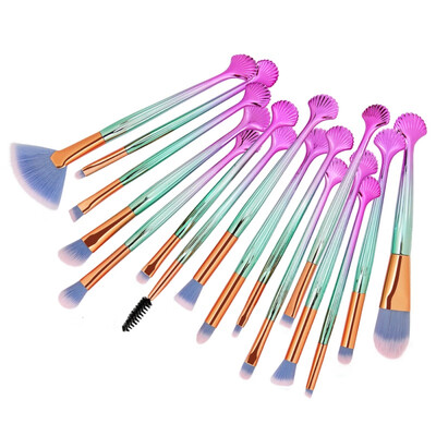 

SHOUHENGDA 16Pcs Shell Design Colorful Power Foundation Eye Shadow Lip Contour Blending Cosmetics Makeup Brushes Tool Kits