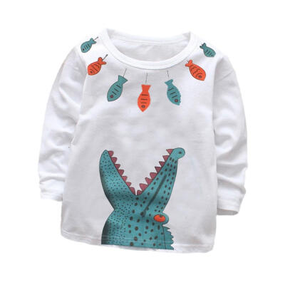 

Casual Boys Girls Autumn Spring Cartoon Cotton T-shirt Children Clothes Baby Long Sleeve Tops Tees Blouse