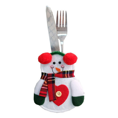 

2020 Christmas New Santa Claus Snowman Reindeer New Year Pocket Fork Cutlery Cover Family Party Table Cutlery Decoration