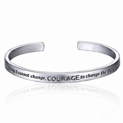 

New Simple Style 1 Piece English Lettering Silver Plated Wristband Bracelet Love Gift for Men&Women Adjustable