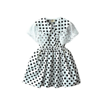 

Summer Baby Girls Polka Dot Pattern Sleeveless Lace Design Dress