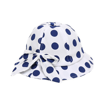 

Autumn kids Hats Polka Dot Print Bucket With Bowknot Design Caps Reversible Sun Headwear for Baby Girls