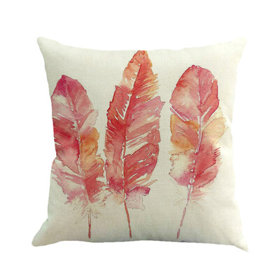 

〖Follure〗Feather Painting Linen Cushion Cover Throw Pillow Case Sofa Home Decor