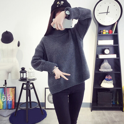 

Women Loose Knitwear Long Sleeve High Collar Sweater Tops Winter Outwear Jumper