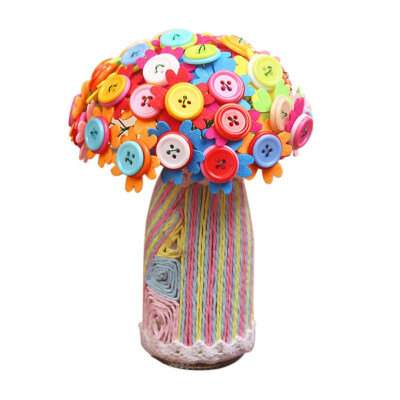 

DIY Multicolor Round Resin Decorative Buttons Flower with EVA Flower Pot Scrapbooking Embelishments Sewing Craft Supply