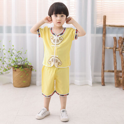 

Toddler Boy Clothes Formal Kids Summer Suit Children Wear Chinese Style Children Tang Suit Wishful Short-Sleeved Suit 2-6Y
