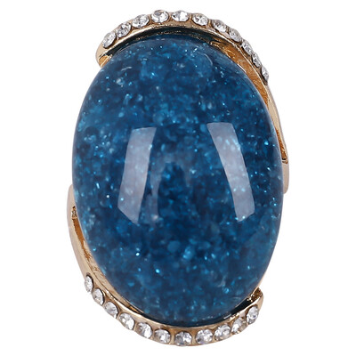 

Gold Color Rings Blue Long Elliptic SectionEngagement Rings For Women Latest Design