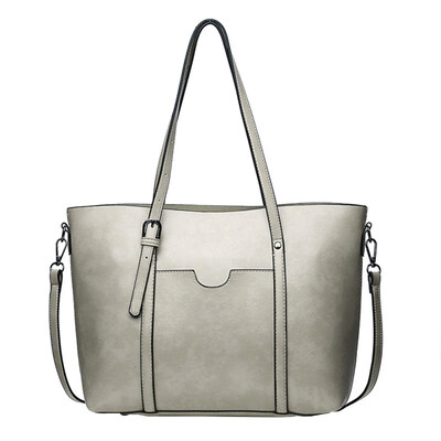

Women Casual Solid Color Large Capacity Shoulder Bag Faux Leather Tote Handbag