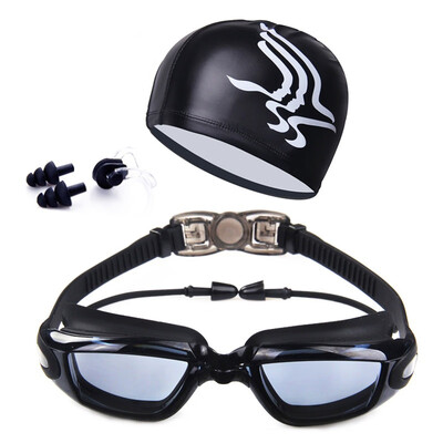 

Swimming Goggles With HatEar PlugNose Clip Waterproof Swim Glasses Anti-fog UV Professional Sport Swim Eyewear Suit Multi