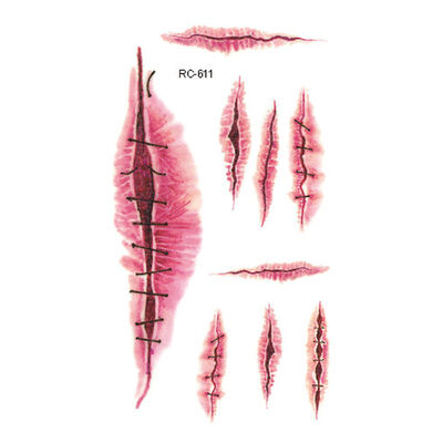 

New Halloween Zombie Scar Tattoo with False Knot Blood Makeup Halloween Decoration Wound Scary Blood Injury Waterproof Sticker