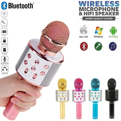 

NEW Handheld Wireless Bluetooth Karaoke 858 Microphone USB KTV Player MIC Speaker