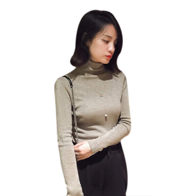 

Turtleneck Autumn Winter Bottom Sweater Women Knitted Sweater Slim Solid Color Long-Sleeved Fashion Pullover Sweater