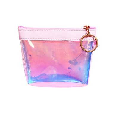 

Transparent Laser Faux Leather Coin Purse Women Mini Zipper Wallet Clutch Bag
