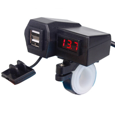 

4 In 1 Multi-function Motorcycle Dual USB Car Charger Redblue LED Voltmeter