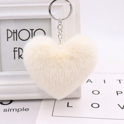 

Keychain Lovely Heart Shape Soft Ball Car Handbag Key Ring Gift