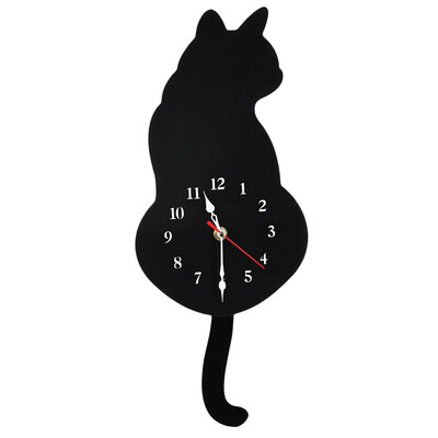 

Cute Cat Wall Clock Kit with Real Simulation Swinging Tail