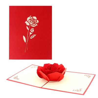 

3D Pop UP Holiday Greeting Cards Red Flower Christmas Thanksgiving Creative Gift