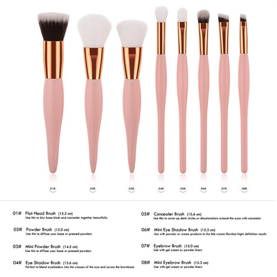 

81215Pcs Nylon Hair Wood Handle Base Powder Eye Shadow Concealer Pink Make Up Brush Professional S3