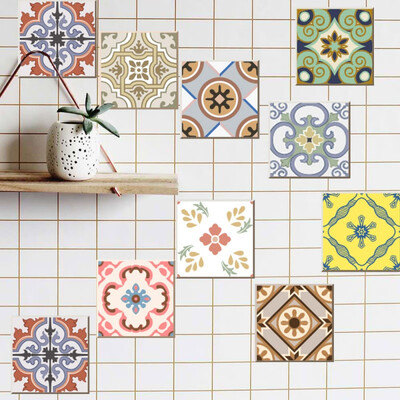 

20 PCS Set Traditional Tiles Wall Stickers Bathroom & Kitchen Tile Decals Fashion Bohemia Tribe Style Wall Stickers