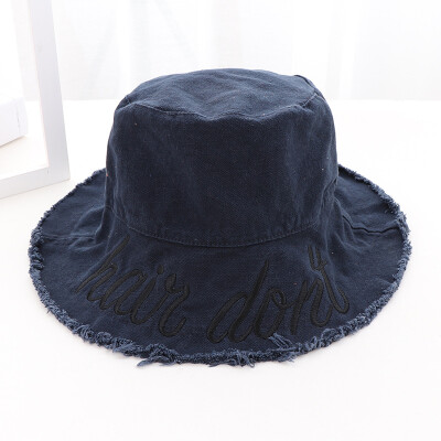 

The new Korean version of cowboy ladies summer letters embroidered burrs outdoor pot Hat fisherman Hat Sun Hat