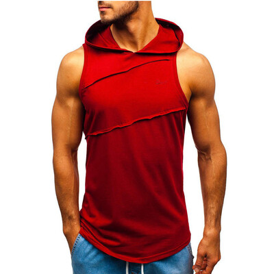 

Toponeto Men Hooded Striped Splicing vest jacket Patchwork Sleeveless Contrast Hoodie