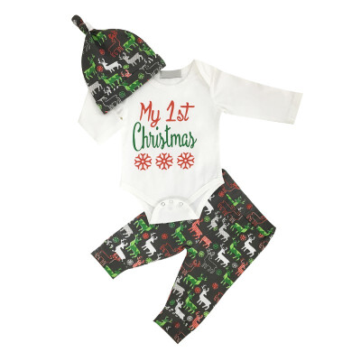 

Christmas Baby Clothes Set Print Letter T-shirt Print Pants Fashion Girl Boy Clothes Set Festival Children Clothing