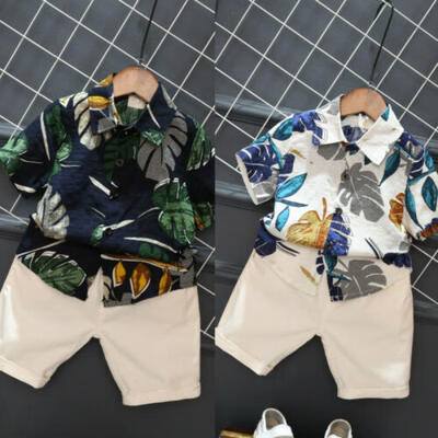 

Baby Kids Boys Girls Summer Outfits T-shirt Tops Shorts Clothes Set Hawaii 2pcs
