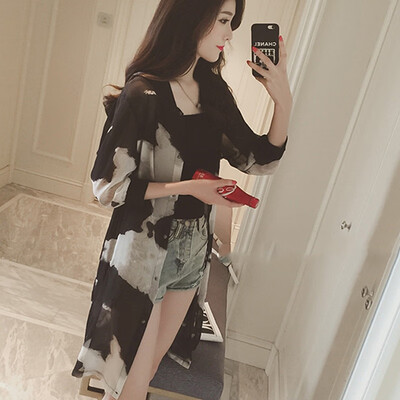 

Boho Beach Shirts Women Thin Summer Blouses Kimono Long Print Shirt Plus Size Women Clothing