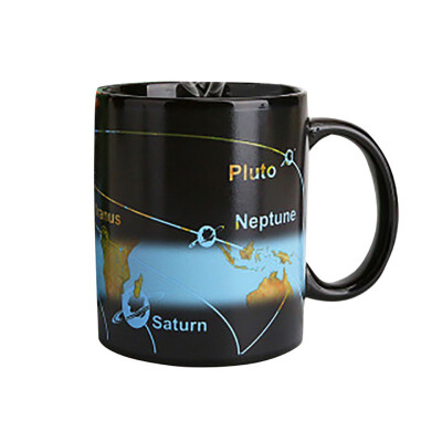 

330ml Ceramic Coffee Cups Starry Sky Solar System Milk Discoloration Magic Sensitive Heat Color Changing Fading Cup