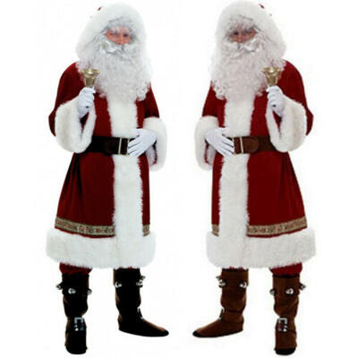

6Pcs Xmas Santa Claus Costume Fancy Dress Adult Suit Cosplay Party Outfits USA