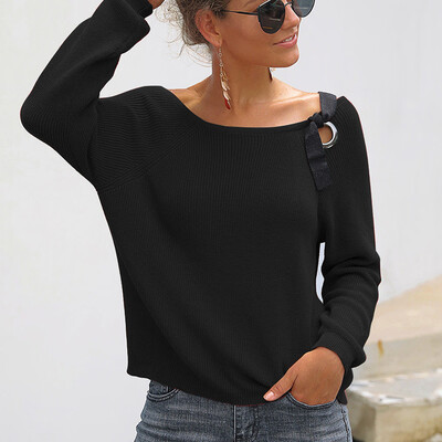 

Tailored Women Casual Solid Knitted Hollow out Long Sleeve Sweater Top Blouse