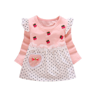 

Baby Girls Dress Autumn Children Clothing Polka Dot Long Sleeve Toddler Floral Sundress Outfits Clothes
