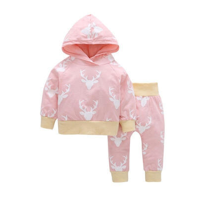 

Newborn Baby Boy Girl Clothes Deer Hoodie Tops Pants Leggings 2Pcs Outfits 0-3T