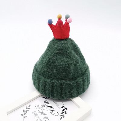 

Boys Girls Cute Autumn Winter Warm Kids Baby Crown Design Hats Wool Hemming Caps