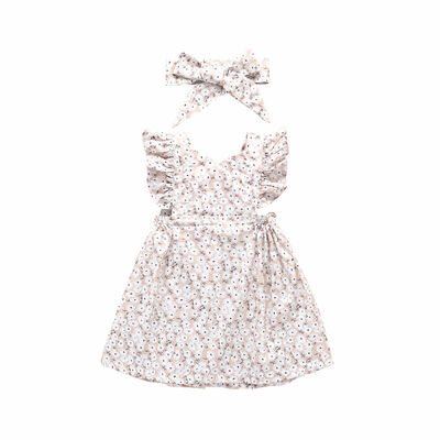 

New Baby Girls Dress Sets Kids Floral Pattern Dresses Casual Flare Sleeve Tutu Sundress With Headband