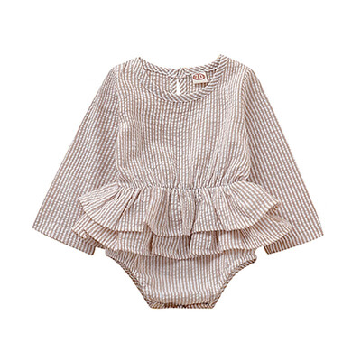 

Baby Girls Summer Long Sleeve Cotton Stripes Print Cute One-Pieces Jumpsuit Romper