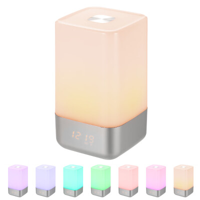 

USB Rechargeable LED Wake Up Light Alarm Clock Sunrise Simulation Digital Clock Bedside Lamp with Colorful Night Light