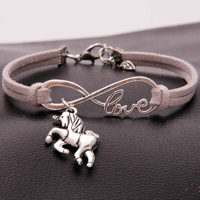 

Womens Girls Unicorn Bracelet Leather Infinity Love Jewellery Christmas Gifts UK