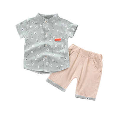 

Summer Children clothes 2pcs Baby Boys clothes Casual Short Sleeve Floral Print T-shirt TopsShorts Costume Set